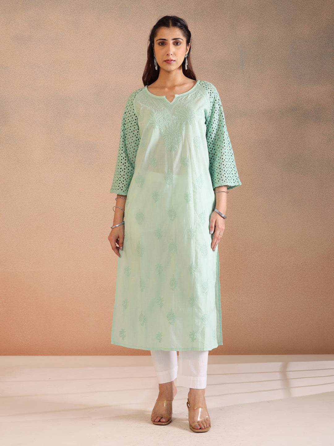 MINAAR COTTON KURTA - KRI CHIKANKARI