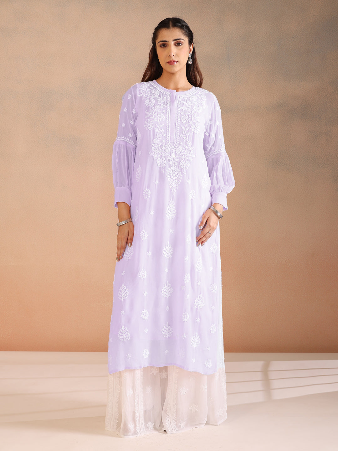 NILOFER GEORGETTE PURPLE KURTA