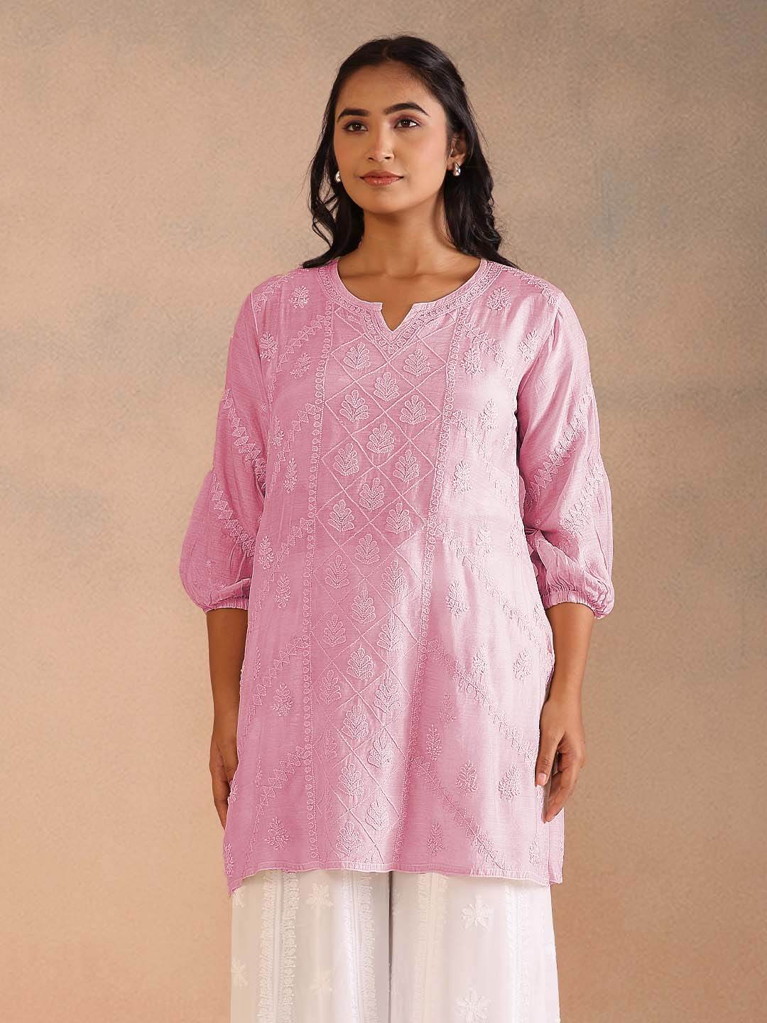 ABIRA MUSLIN TOP - KRI CHIKANKARI