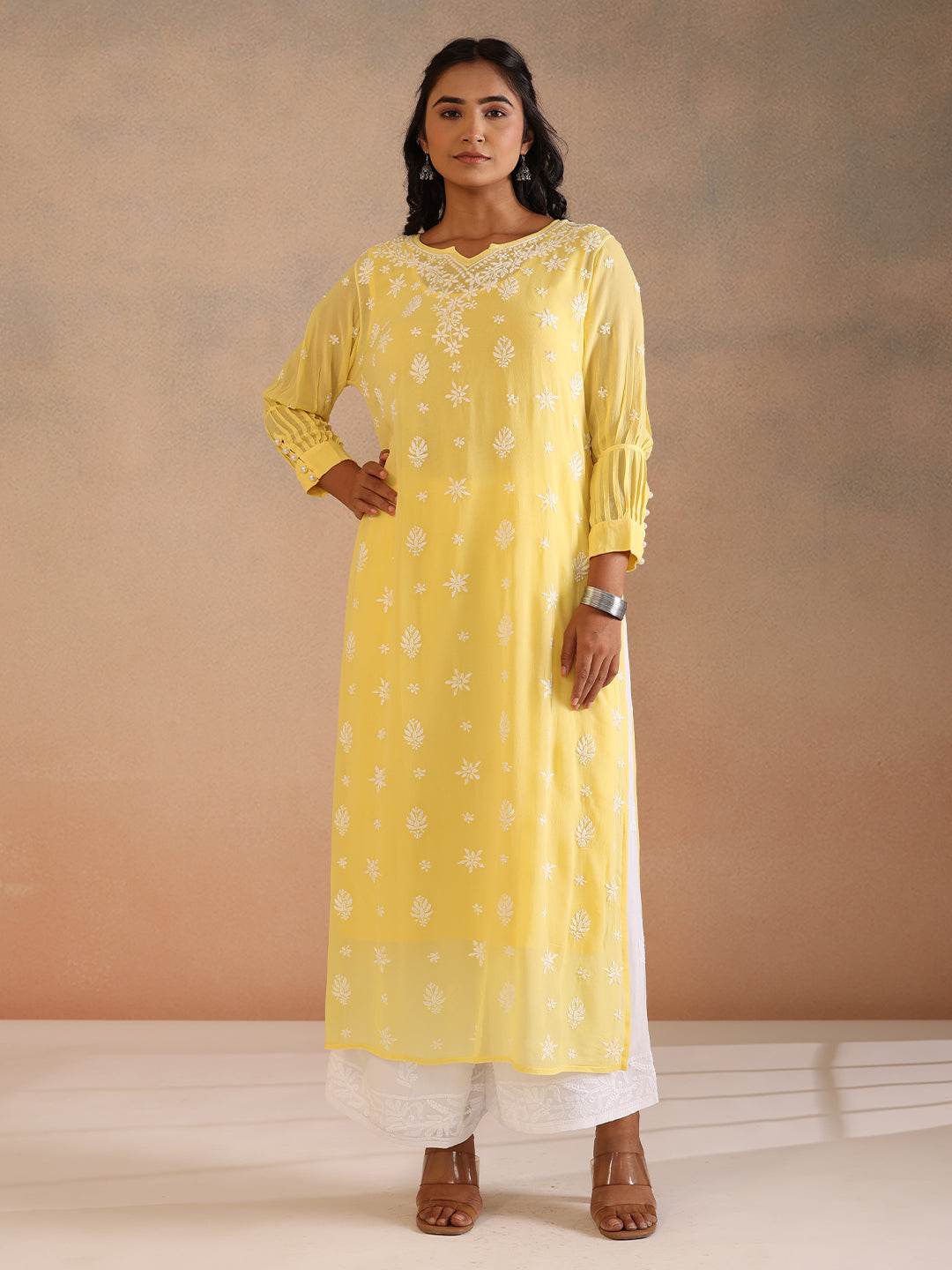 RAFINA GEORGETTE KURTA - KRI CHIKANKARI