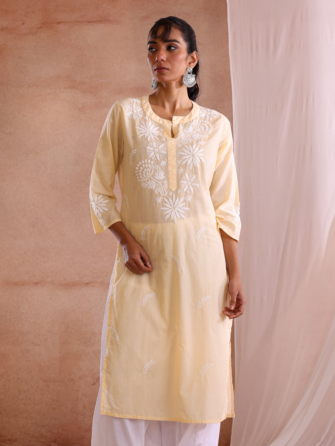 GULNA CHIKANKARI COTTON KURTA