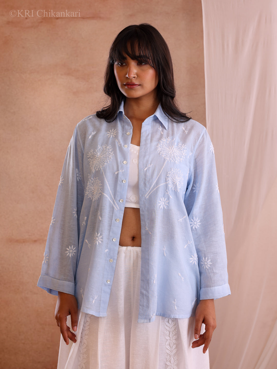 DELA BLUE COTTON BLEND SHIRT