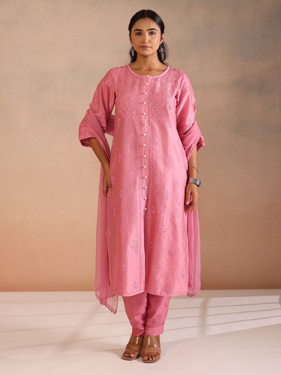 NAMEERA CHANDERI KURTA - KRI CHIKANKARI