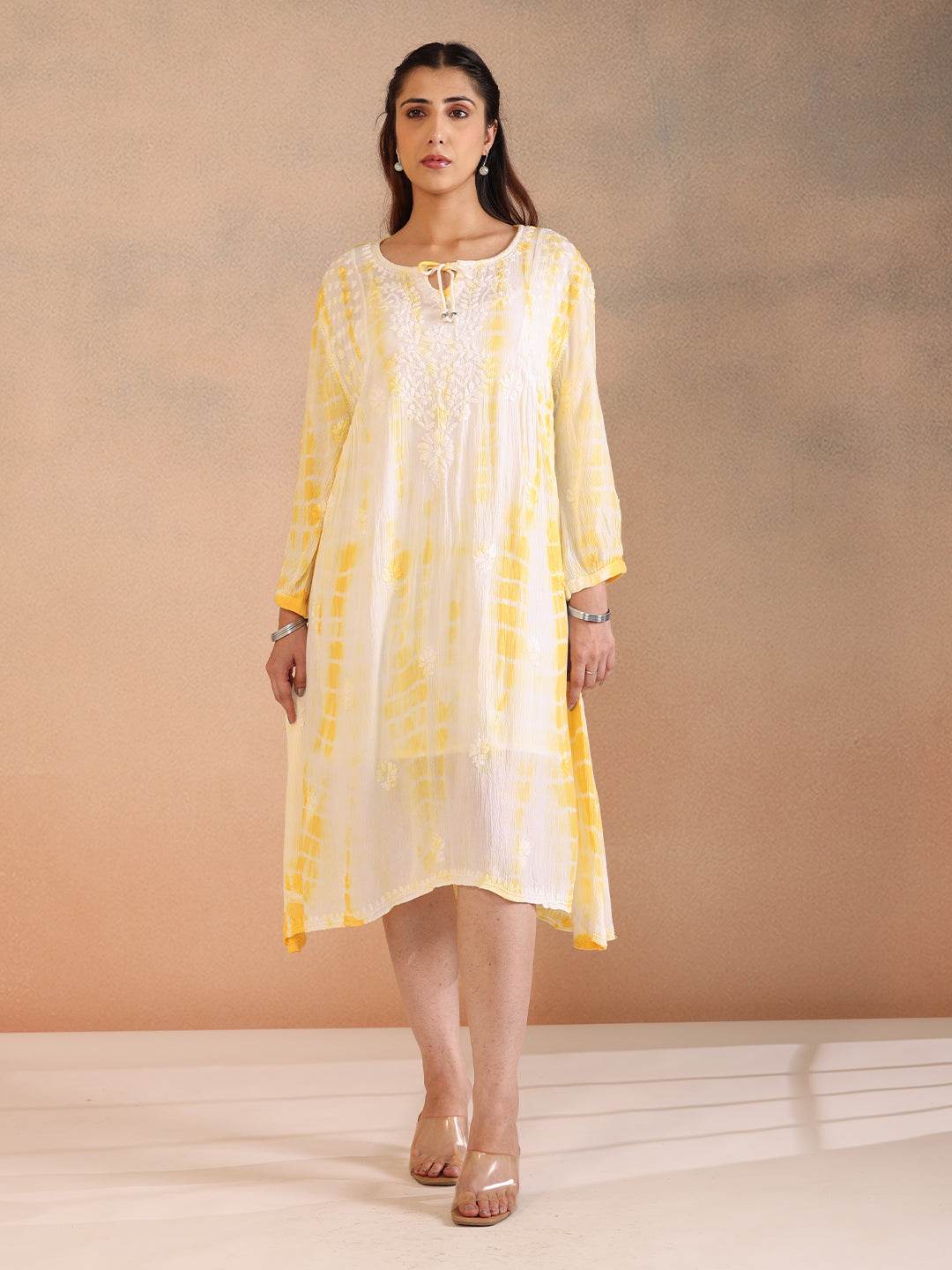 LEHER RAYON DRESS - KRI CHIKANKARI