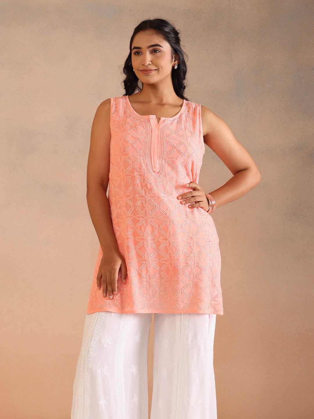 NUSHA GEORGETTE TOP - KRI CHIKANKARI
