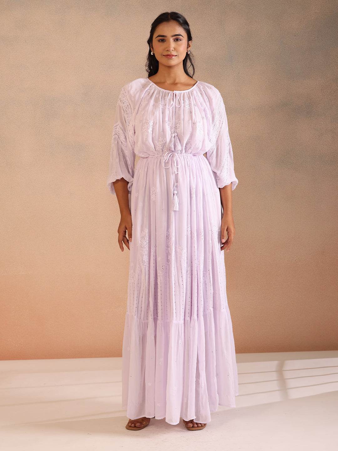 RAVINA GEORGETTE DRESS - KRI CHIKANKARI