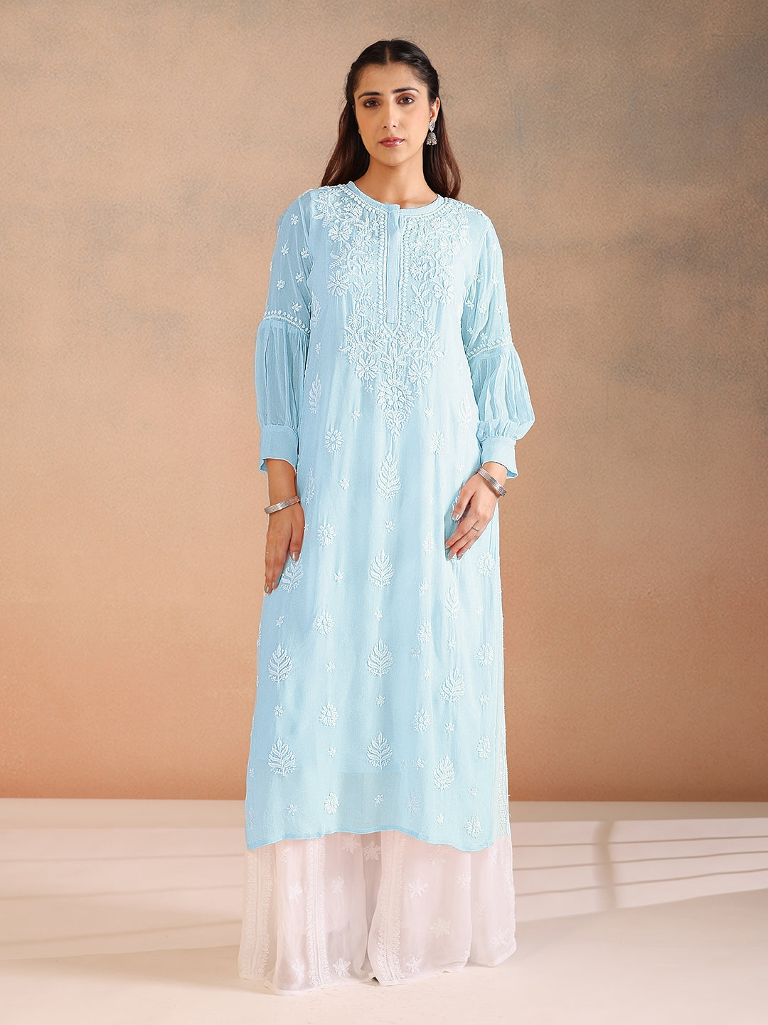 NILOFER GEORGETTE BLUE KURTA