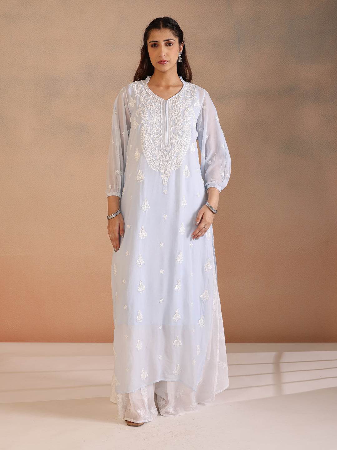 NEERA GEORGETTE KURTA - KRI CHIKANKARI