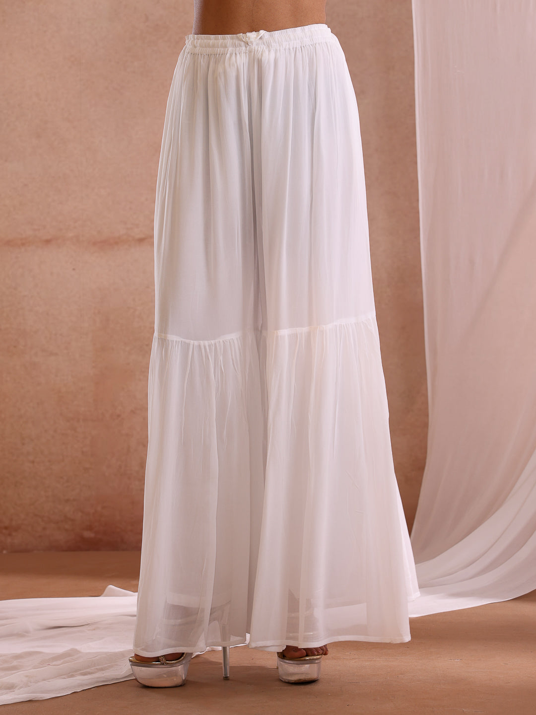IRYA WHITE GEORGETTE SHARARA