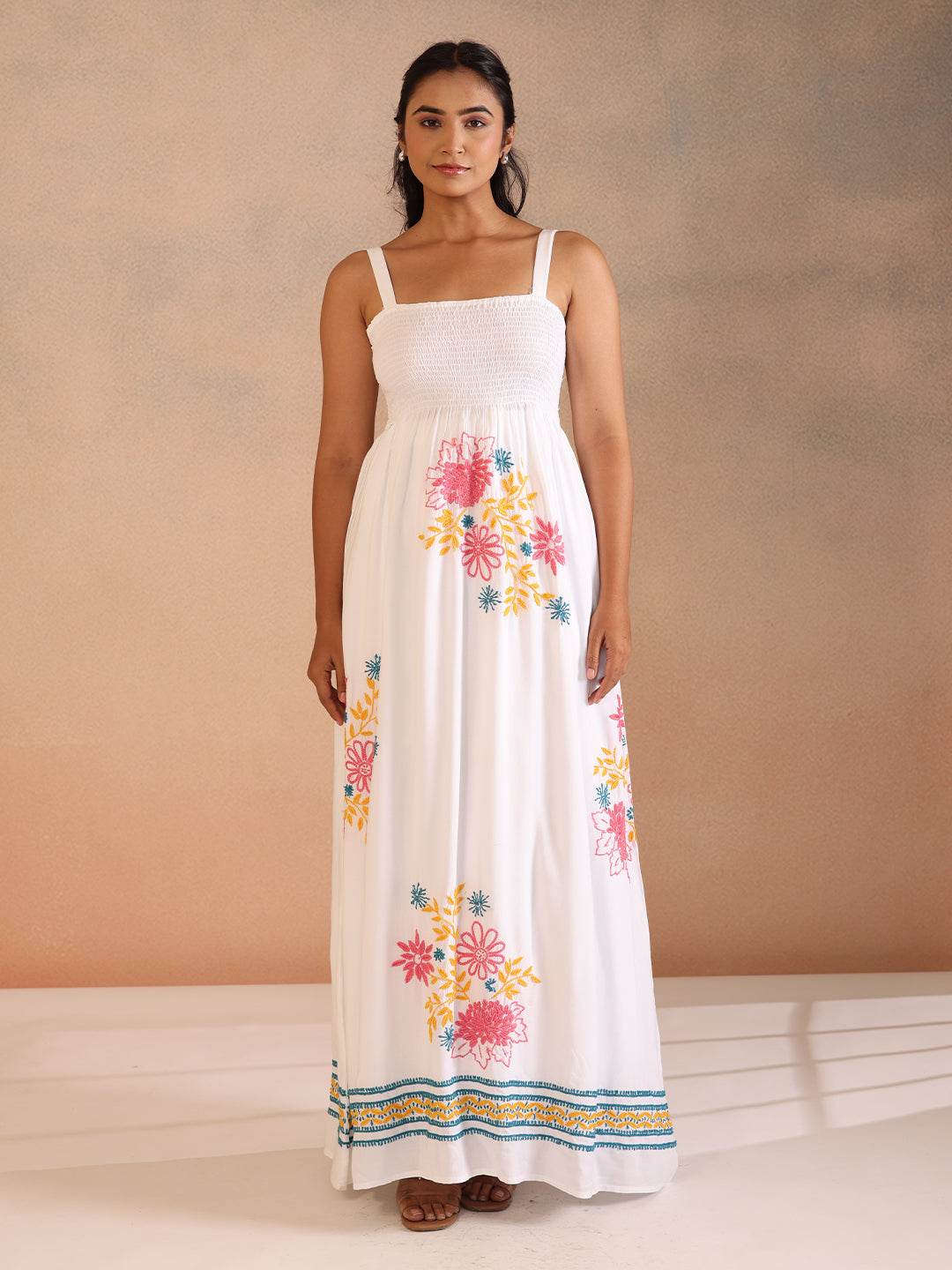 SUFRA RAYON DRESS - KRI CHIKANKARI