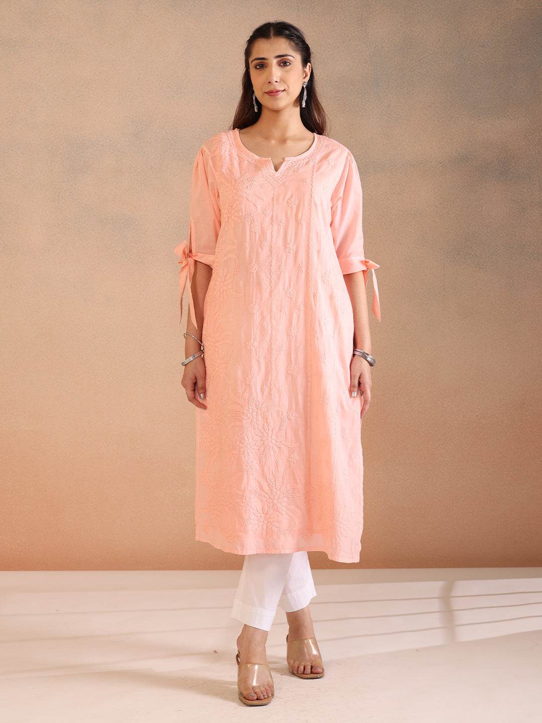 SAANJH COTTON KURTA - KRI CHIKANKARI