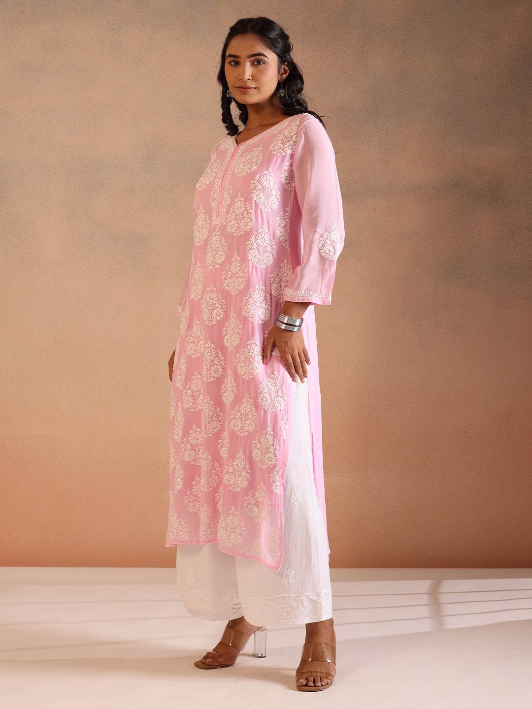 RIMSHA GEORGETTE KURTA - KRI CHIKANKARI