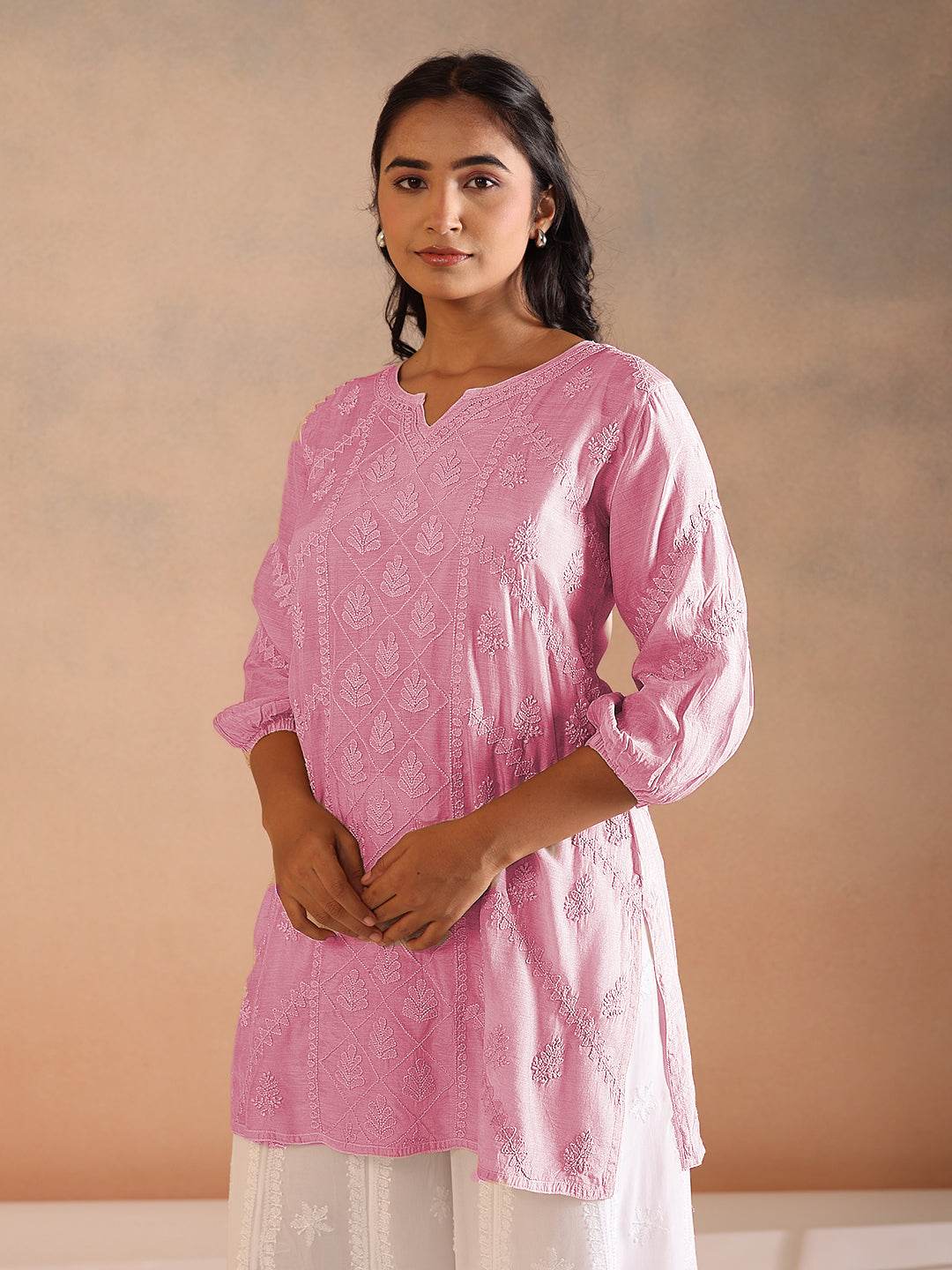 ABIRA MUSLIN TOP - KRI CHIKANKARI