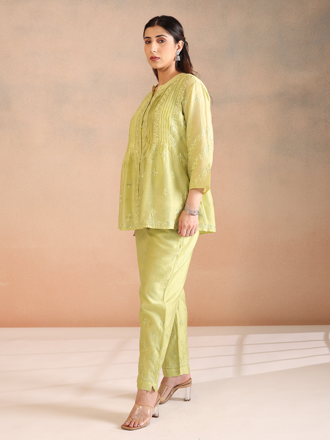 ZUBA CHANDERI GREEN CO-ORD SET