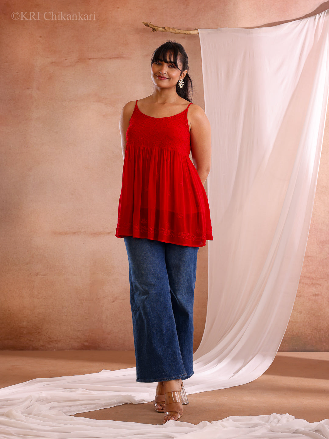 ZIVA RED GEORGETTE CAMI TOP