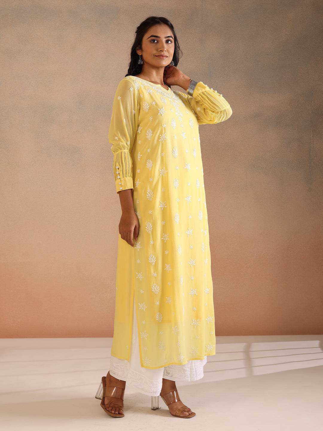 RAFINA GEORGETTE KURTA - KRI CHIKANKARI