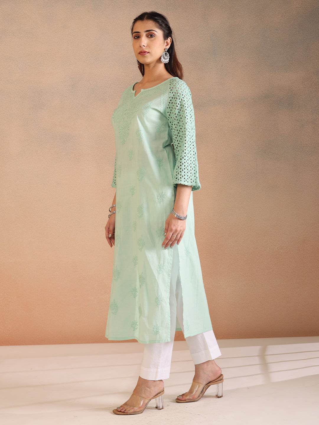 MINAAR COTTON KURTA - KRI CHIKANKARI