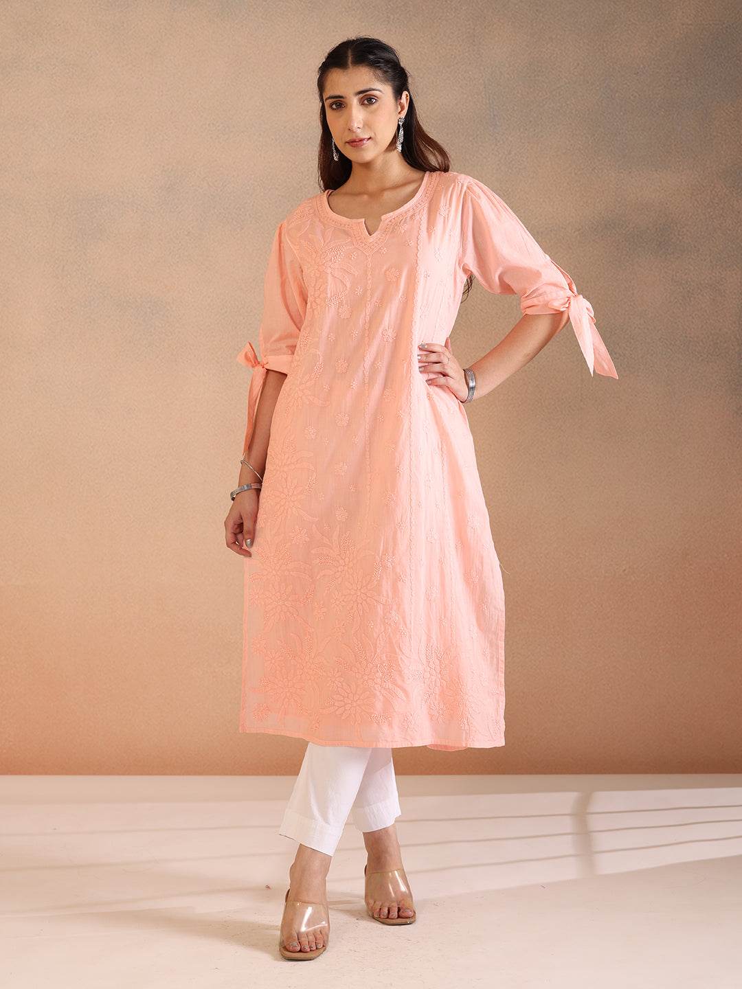SAANJH COTTON KURTA - KRI CHIKANKARI