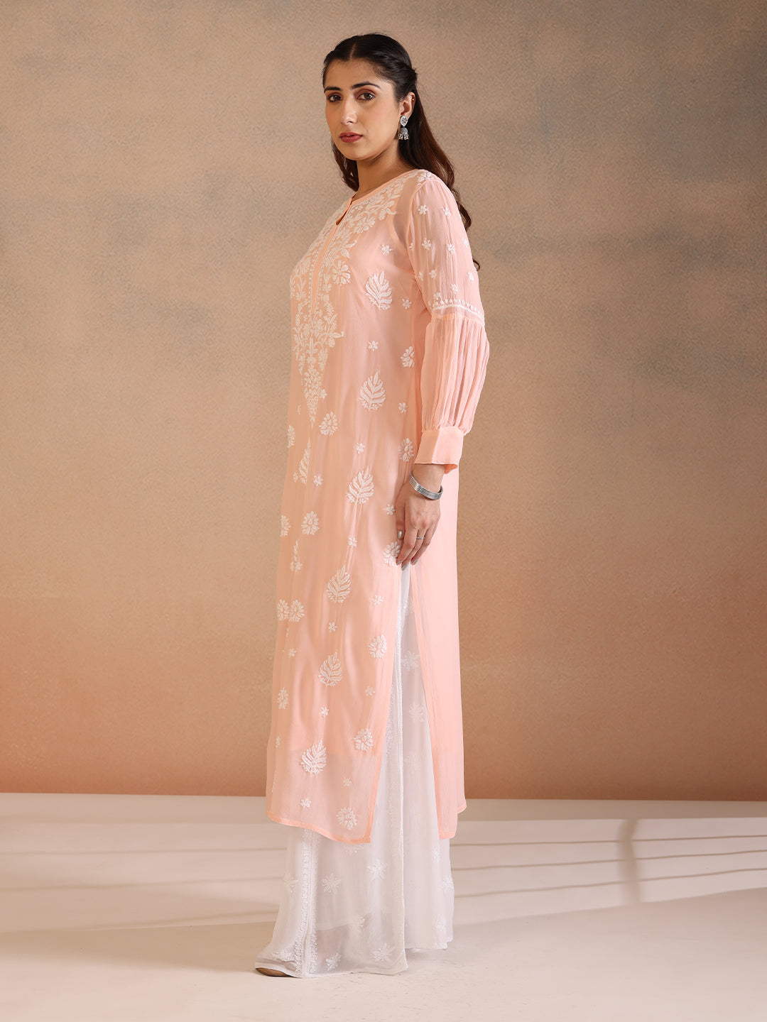 NILOFER GEORGETTE PEACH KURTA