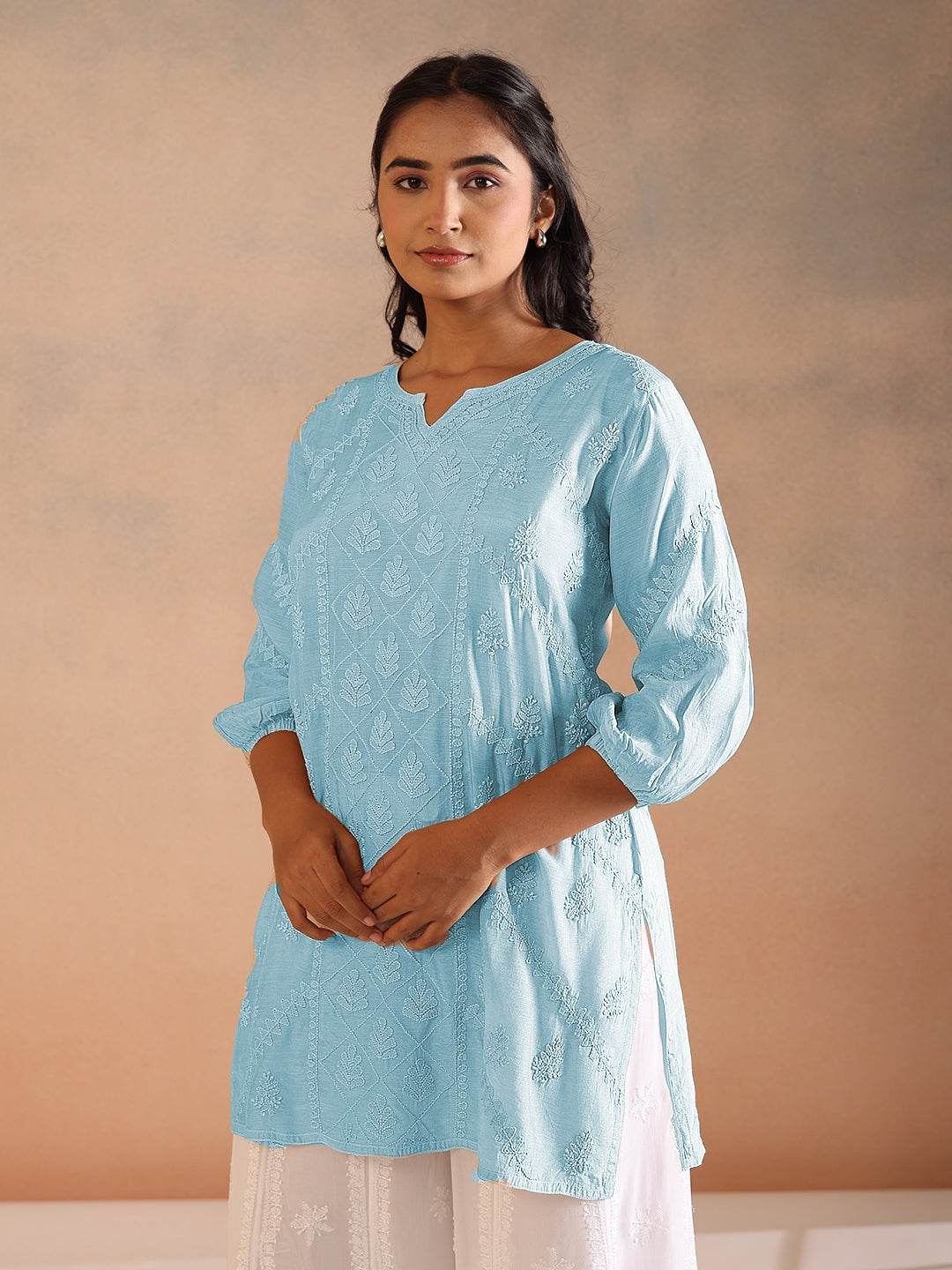 ABIRA MUSLIN TOP - KRI CHIKANKARI