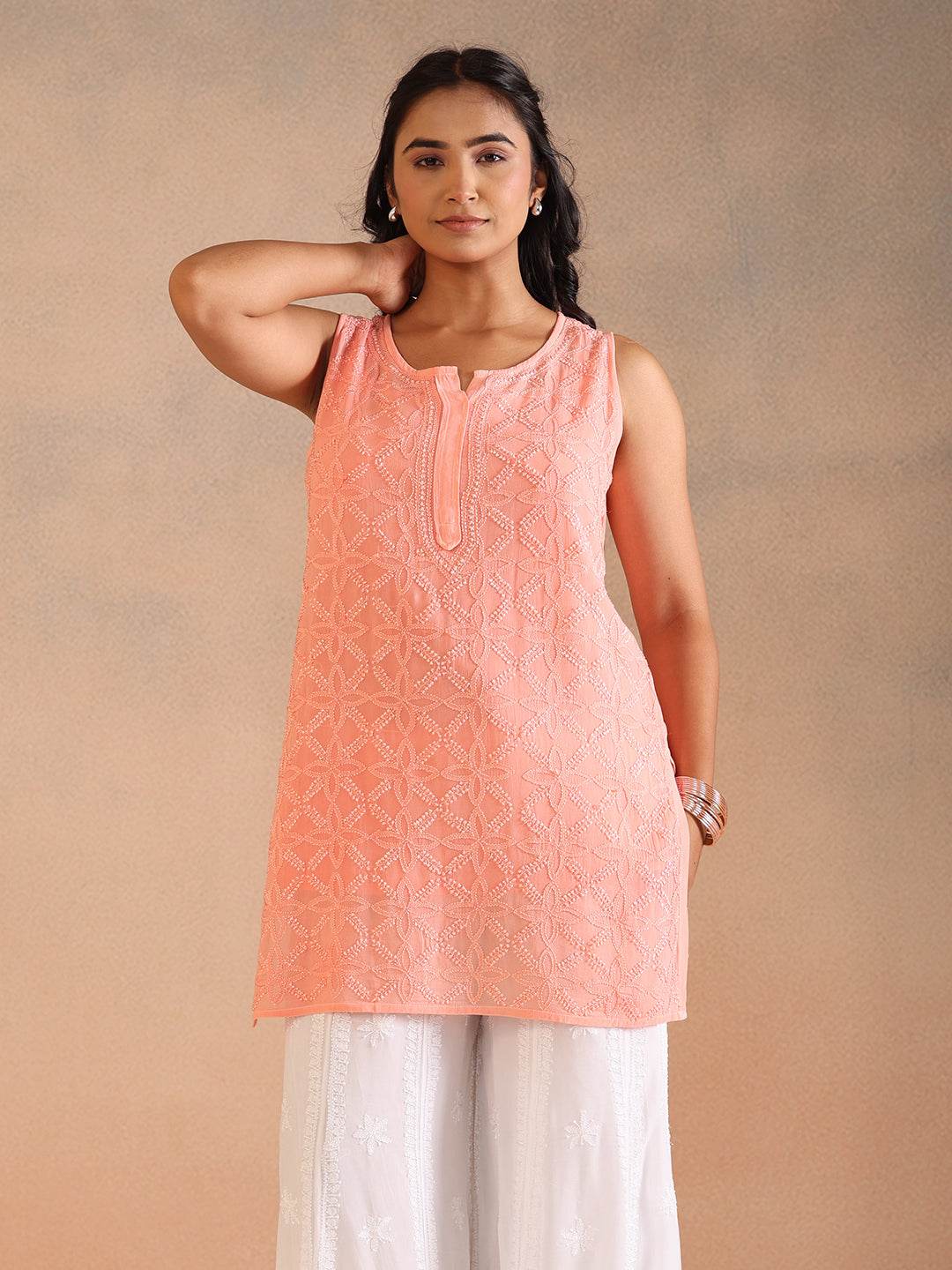 NUSHA GEORGETTE TOP - KRI CHIKANKARI