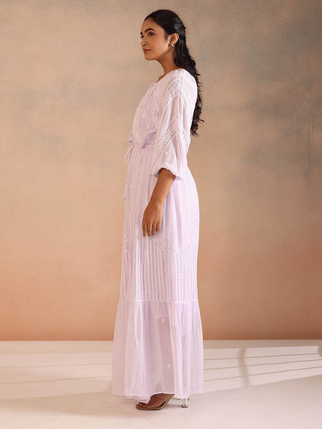 RAVINA GEORGETTE DRESS - KRI CHIKANKARI