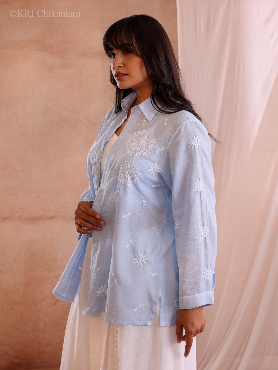 DELA BLUE COTTON BLEND SHIRT