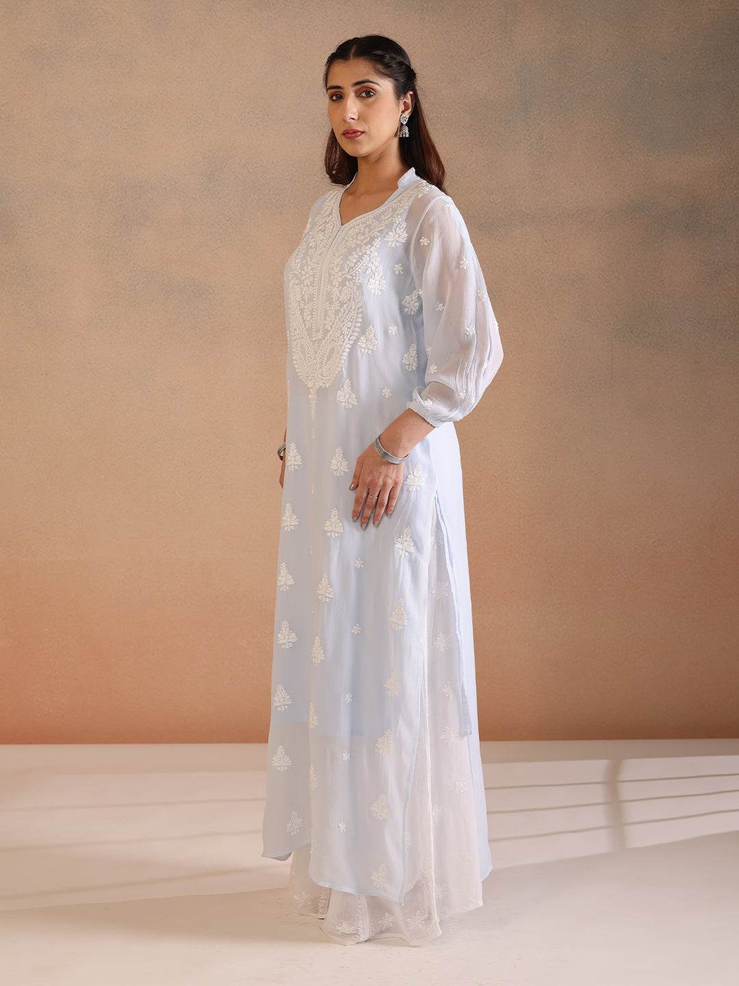 NEERA GEORGETTE KURTA - KRI CHIKANKARI