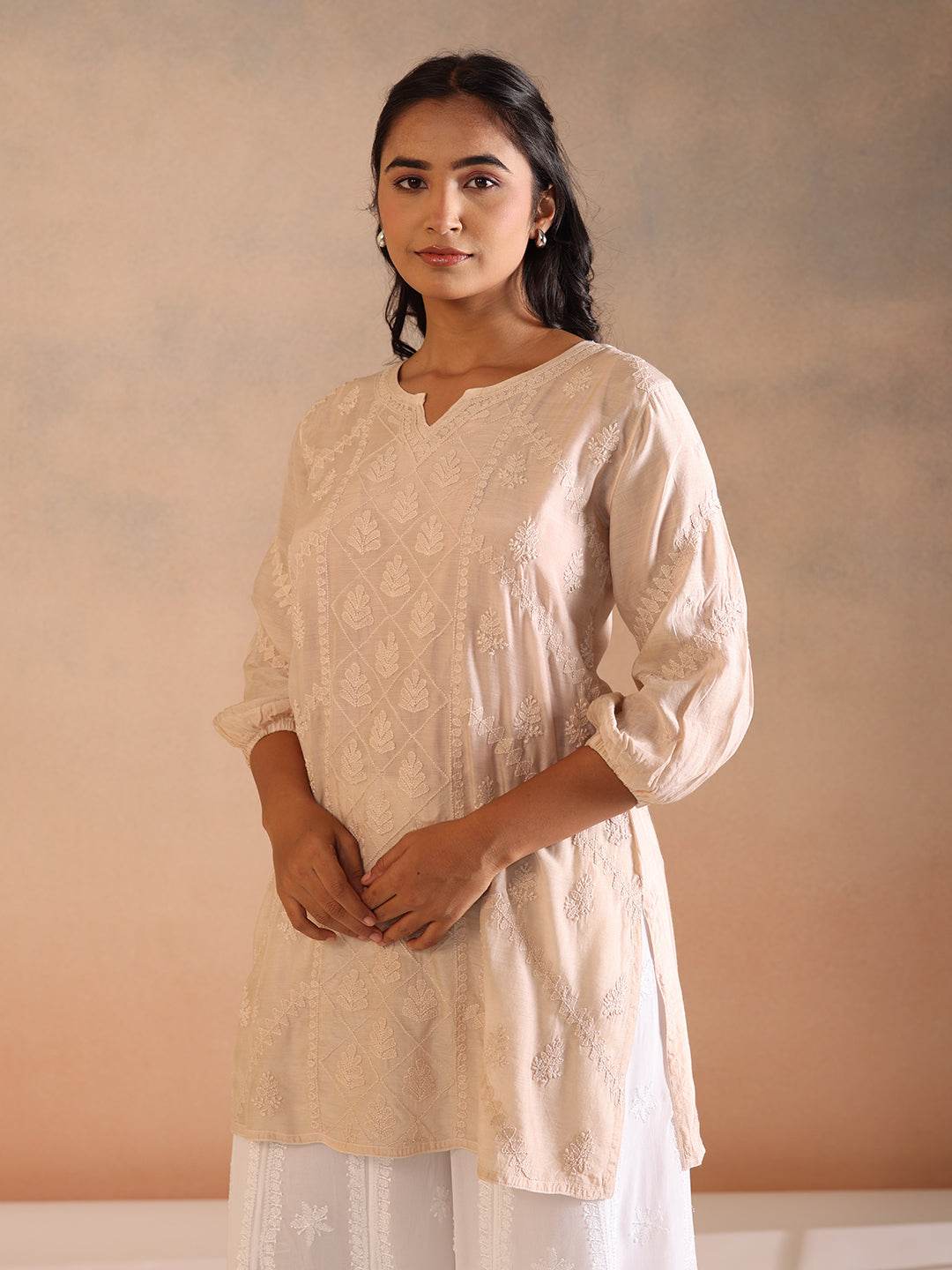 ABIRA MUSLIN TOP - KRI CHIKANKARI