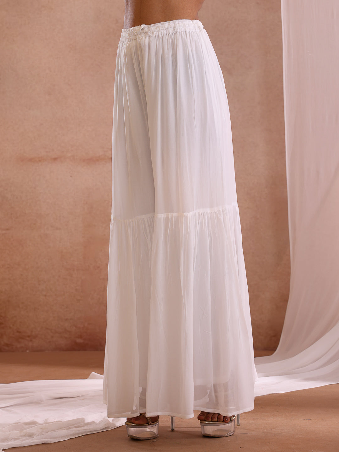 IRYA WHITE GEORGETTE SHARARA