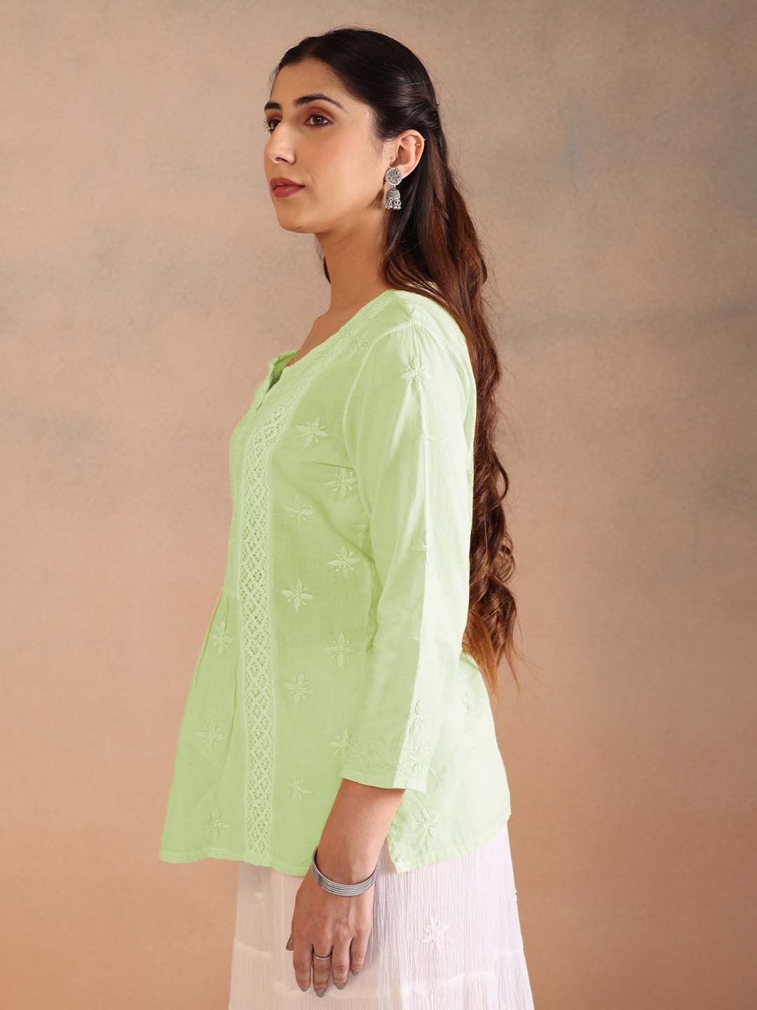 SAHRA MULMUL NEON GREEN TOP