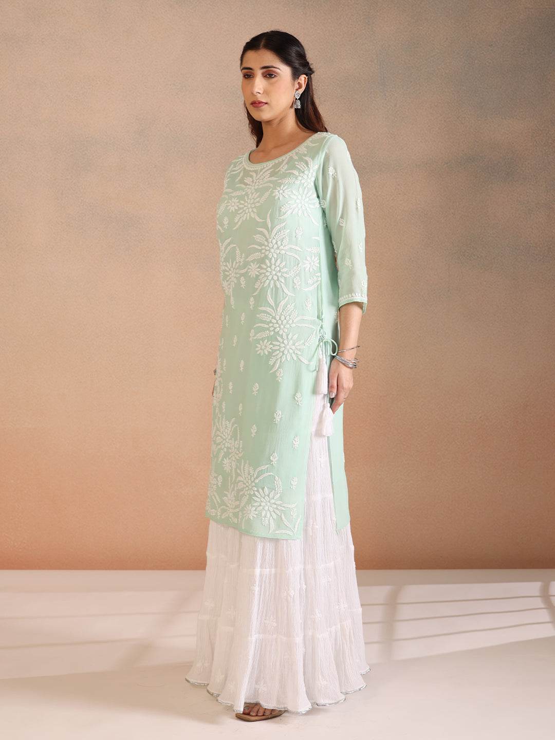 FAIHA GEORGETTE KURTA - KRI CHIKANKARI