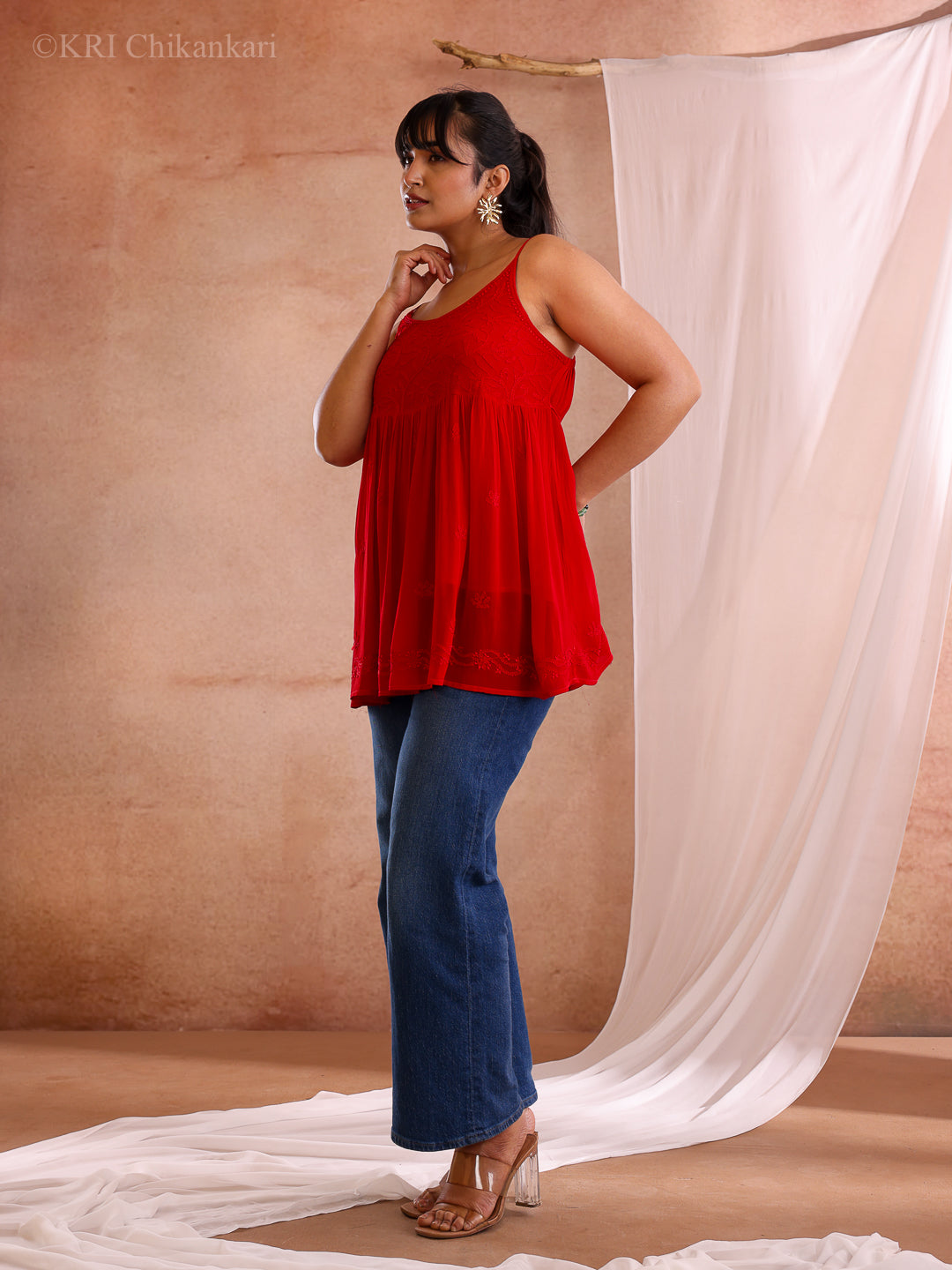 ZIVA RED GEORGETTE CAMI TOP