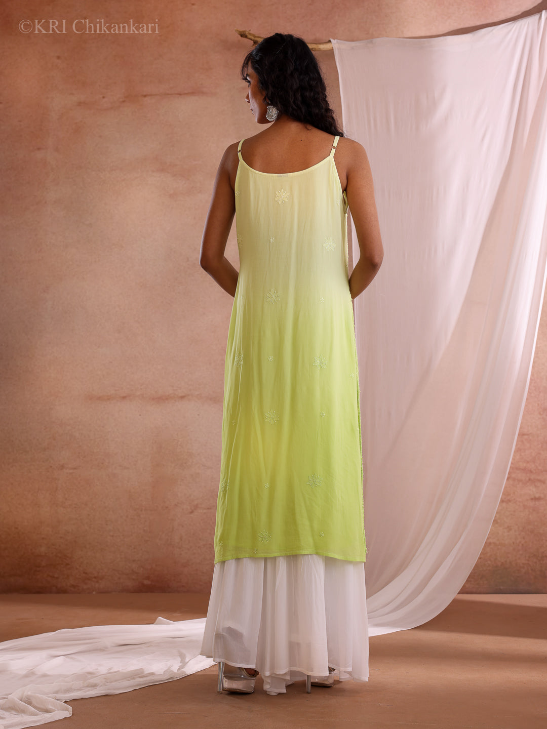 RUMI CHIKANKARI GREEN GEORGETTE KURTA