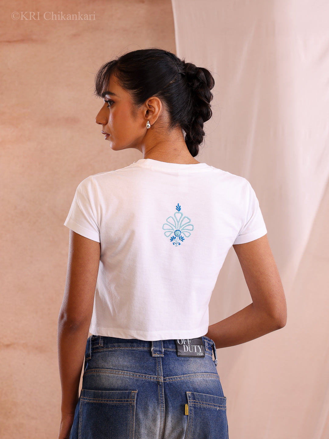 RENA BLUE COTTON CROP T-SHIRT