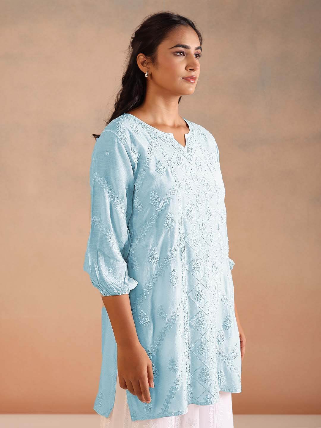 ABIRA MUSLIN TOP - KRI CHIKANKARI