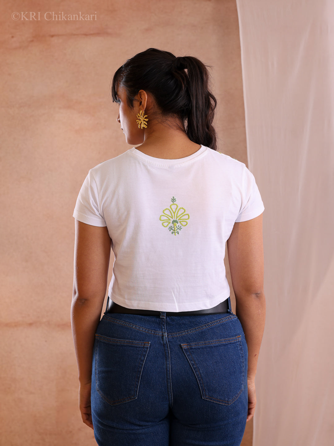 RENA GREEN COTTON CROP T-SHIRT