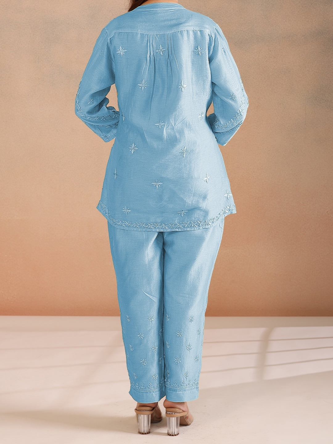 ZUBA CHANDERI BLUE CO-ORD SET