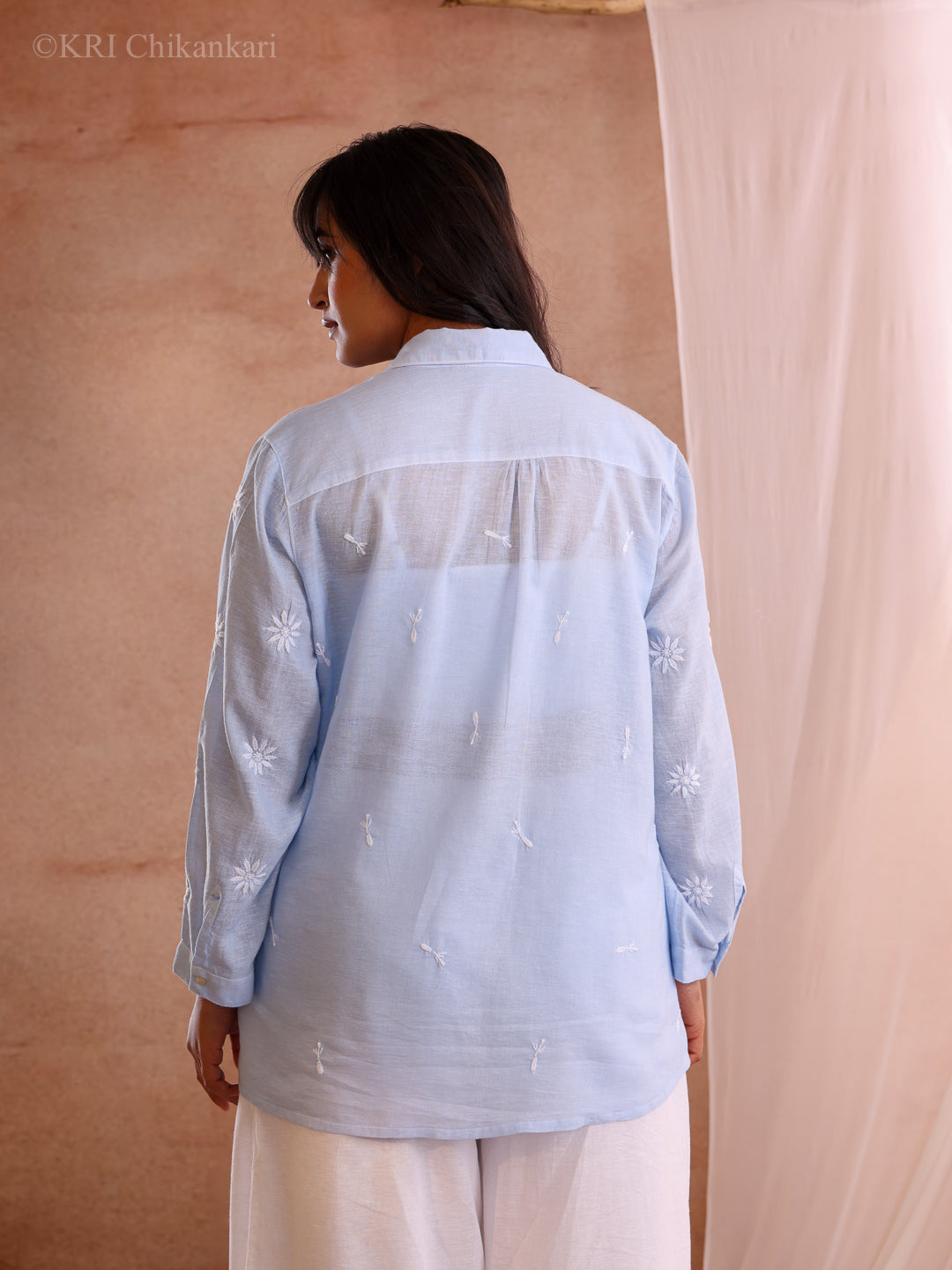 DELA BLUE COTTON BLEND SHIRT