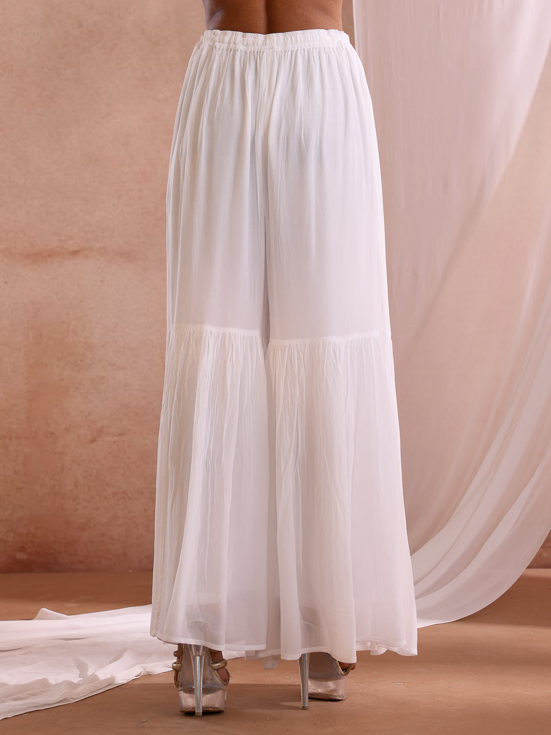 IRYA WHITE GEORGETTE SHARARA