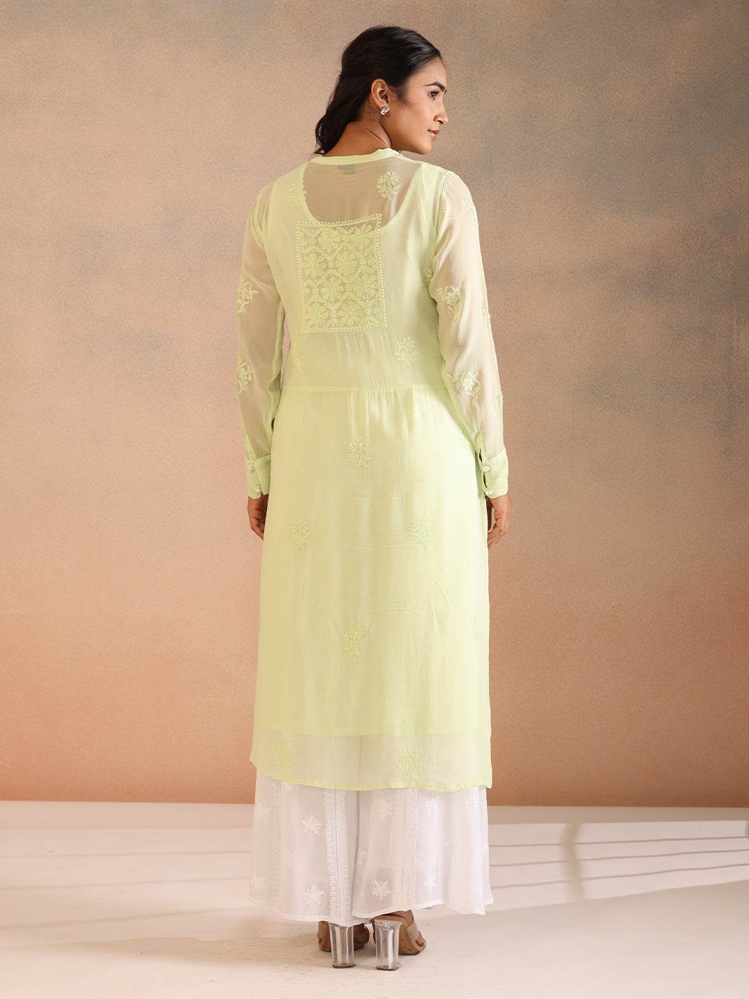 ZAHA GEORGETTE KURTA - KRI CHIKANKARI