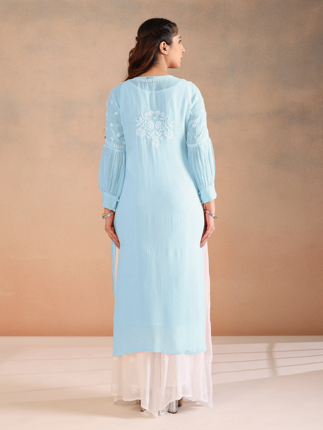 NILOFER GEORGETTE BLUE KURTA