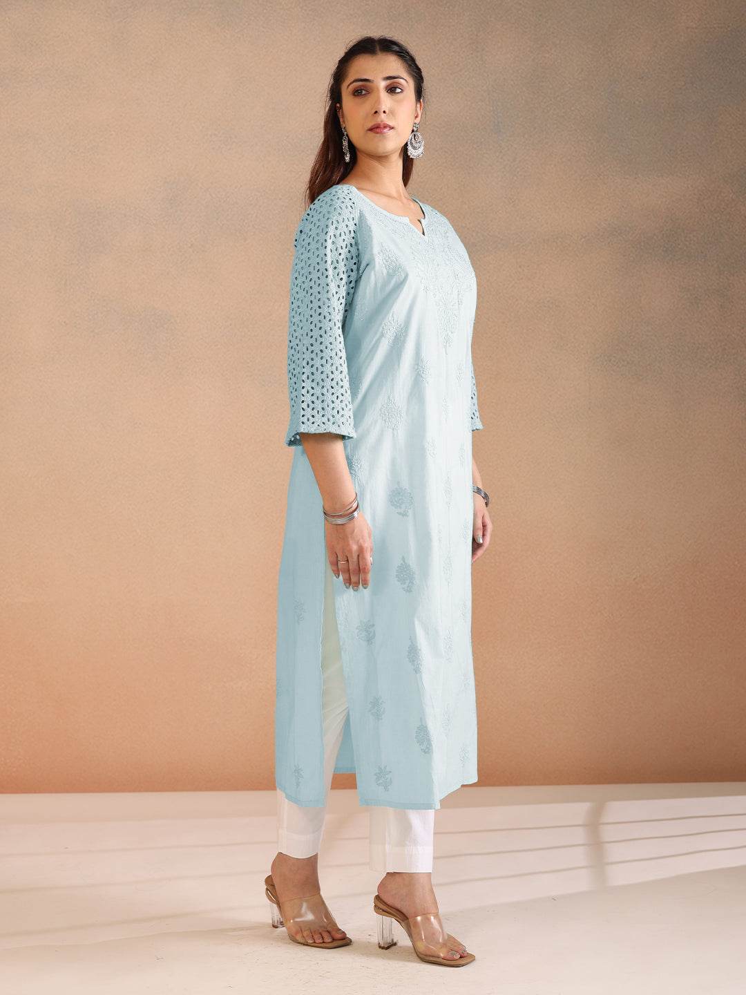 MINAAR COTTON KURTA - KRI CHIKANKARI