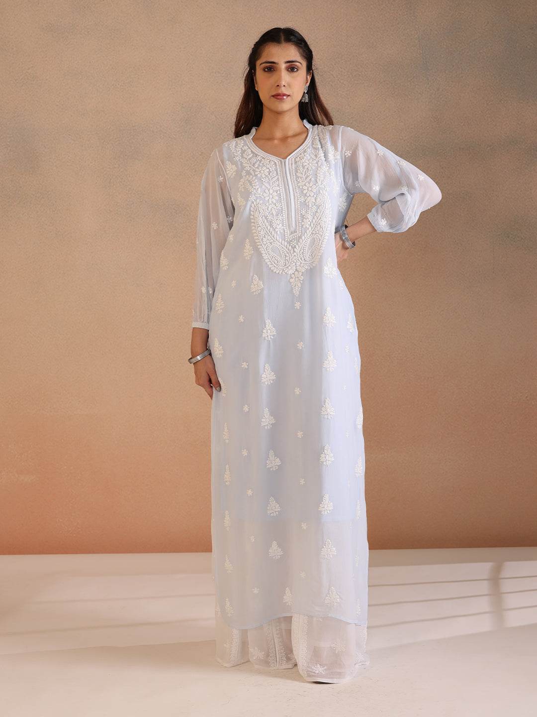 NEERA GEORGETTE KURTA - KRI CHIKANKARI