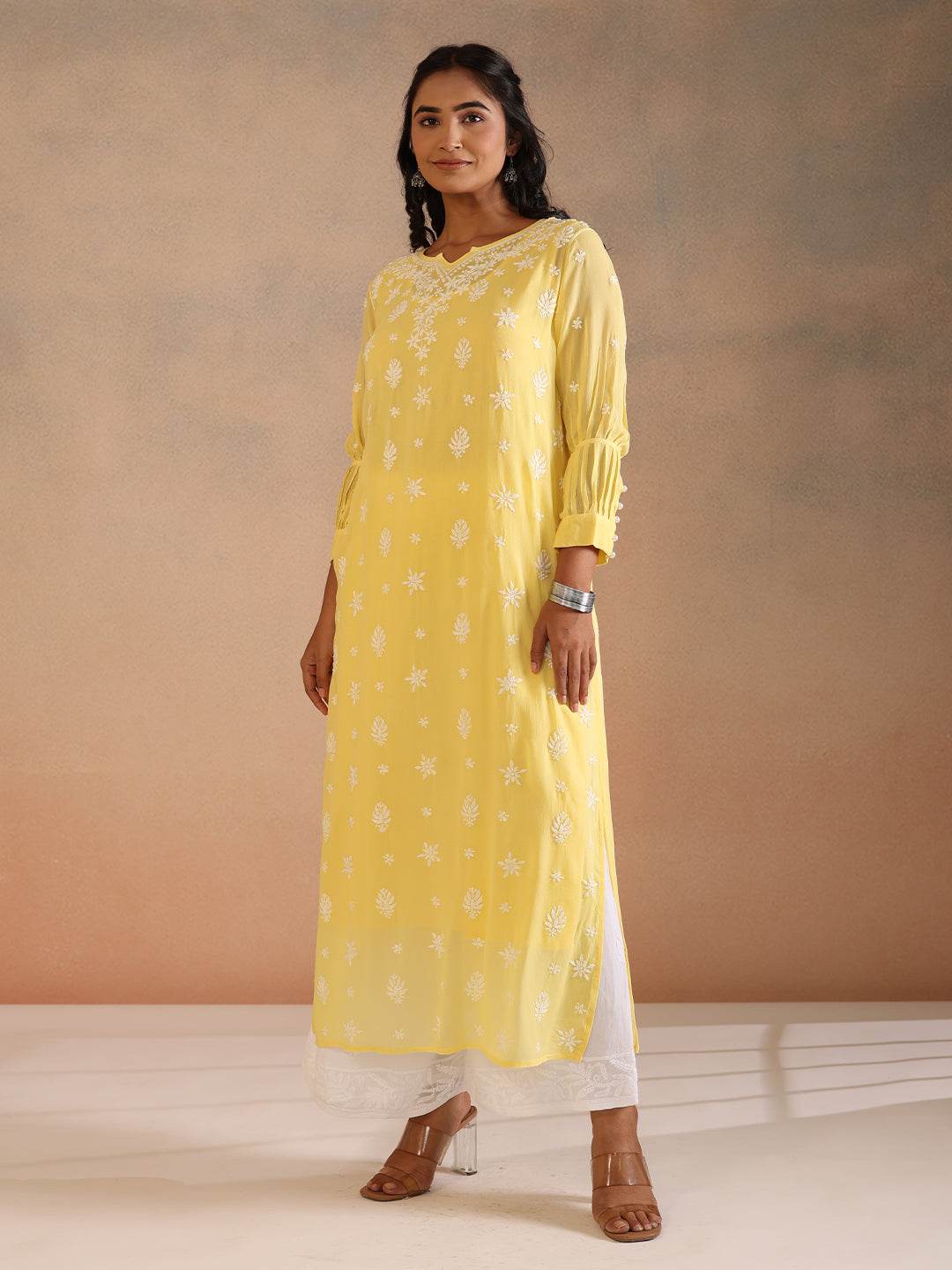 RAFINA GEORGETTE KURTA - KRI CHIKANKARI