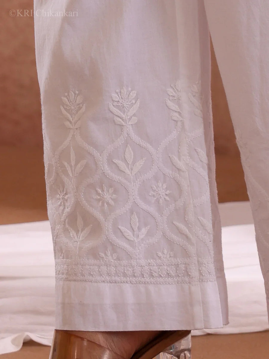 RIDA CHIKANKARI WHITE COTTON PANTS – KRI CHIKANKARI