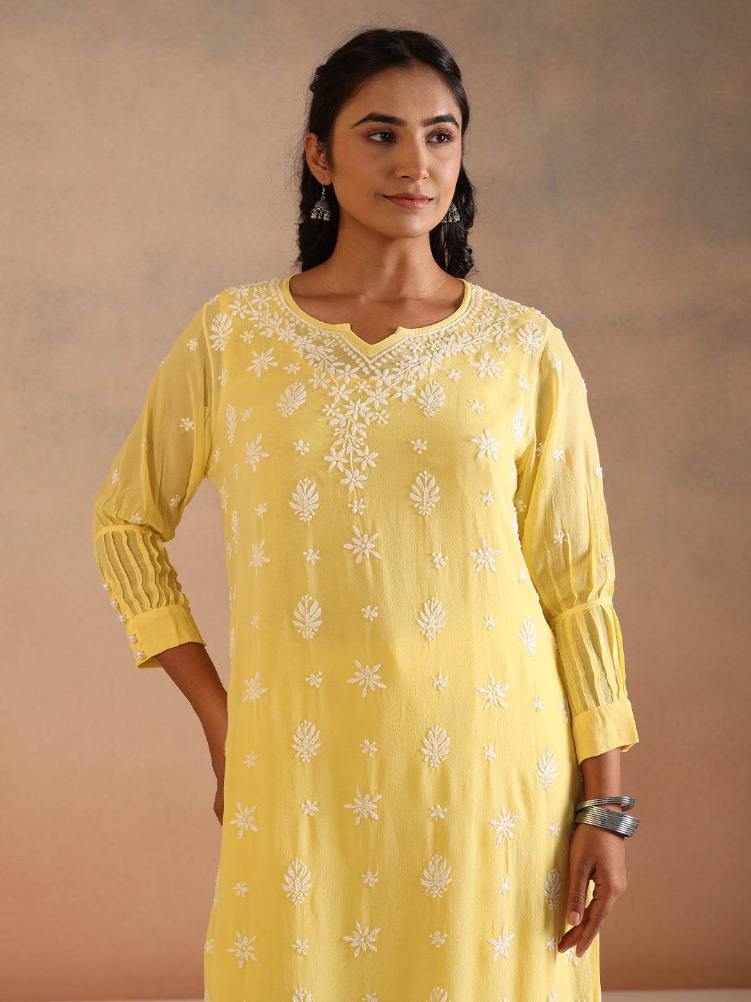 RAFINA GEORGETTE KURTA - KRI CHIKANKARI