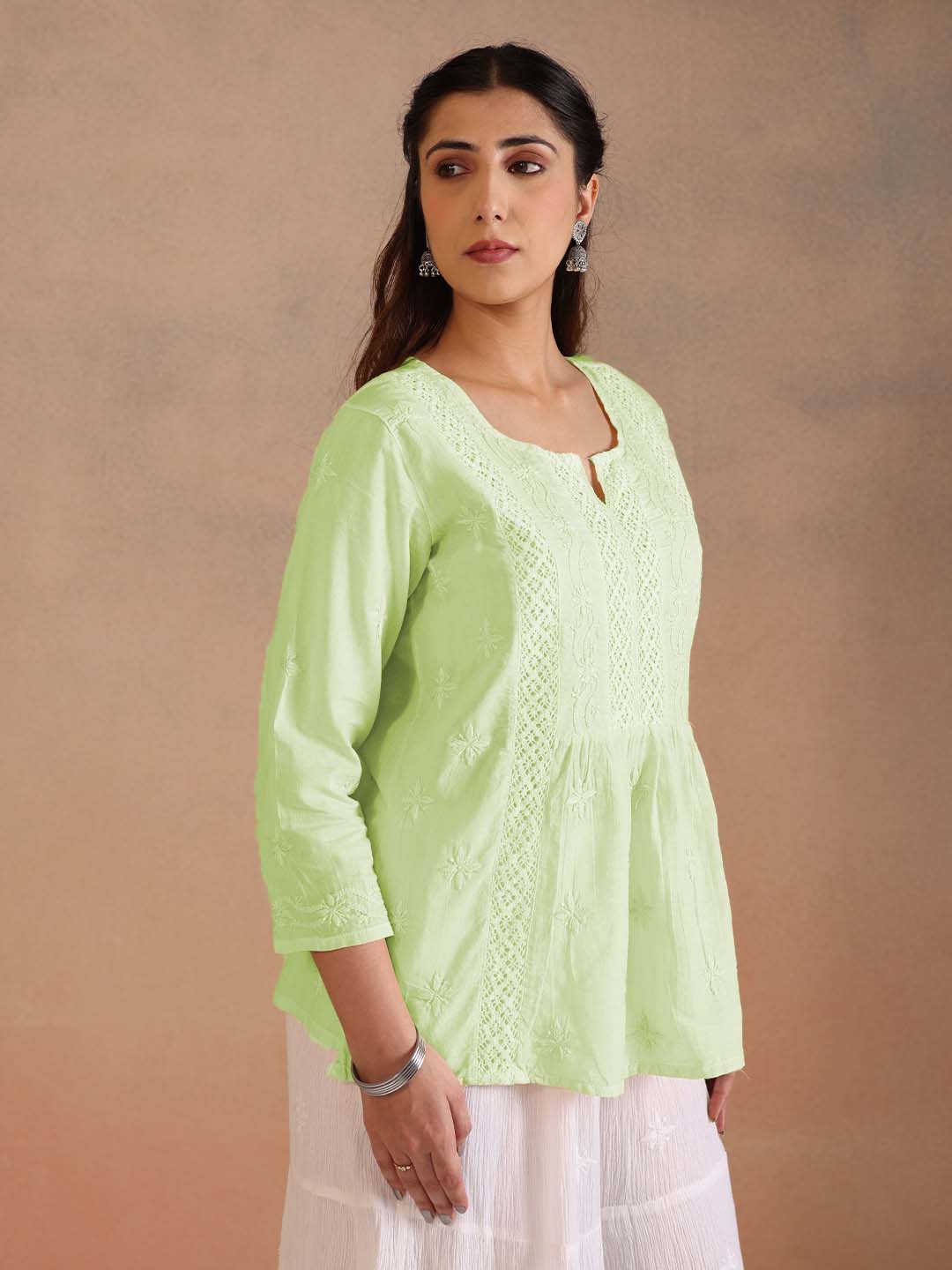 SAHRA MULMUL NEON GREEN TOP