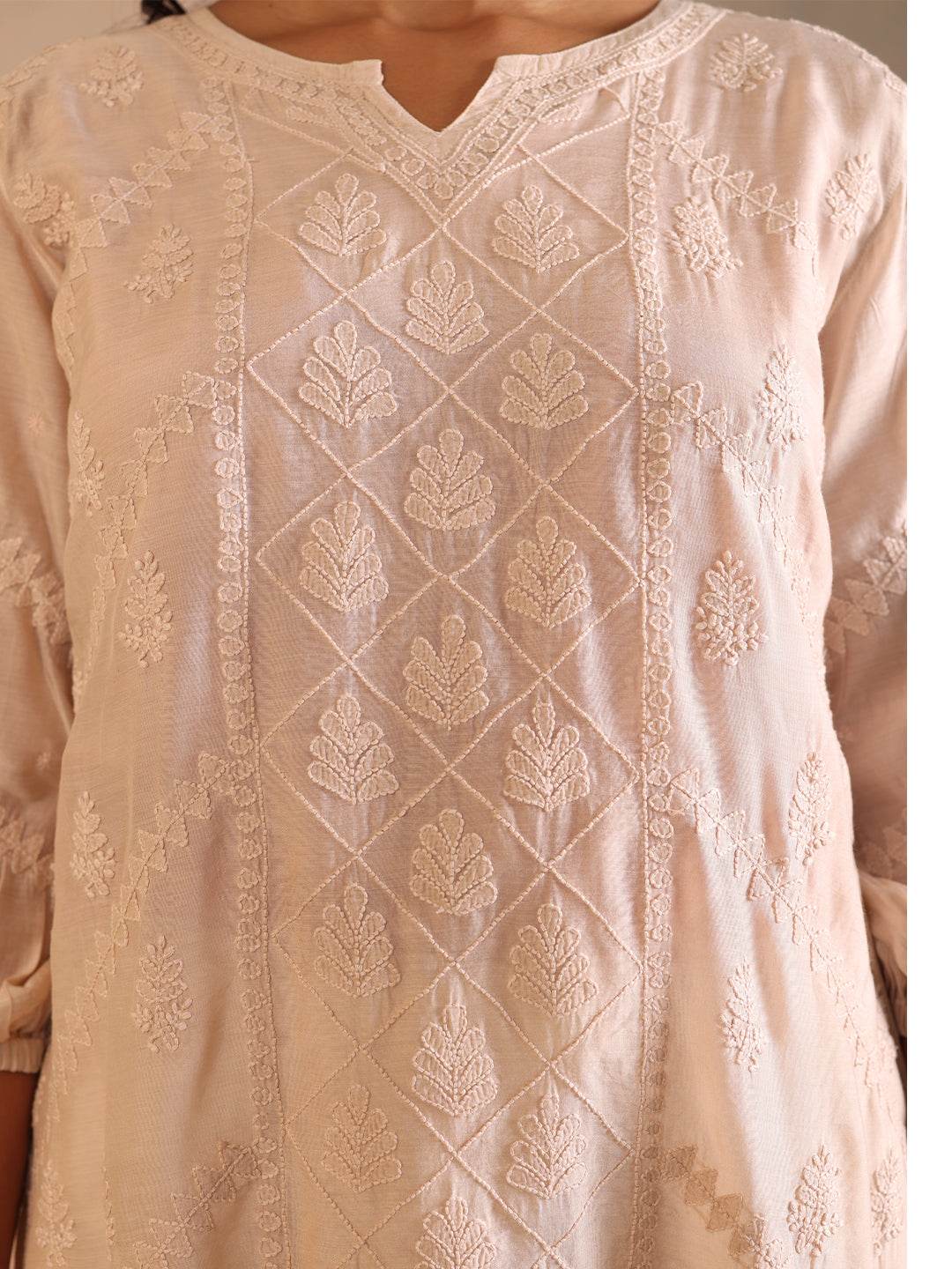 ABIRA MUSLIN TOP - KRI CHIKANKARI