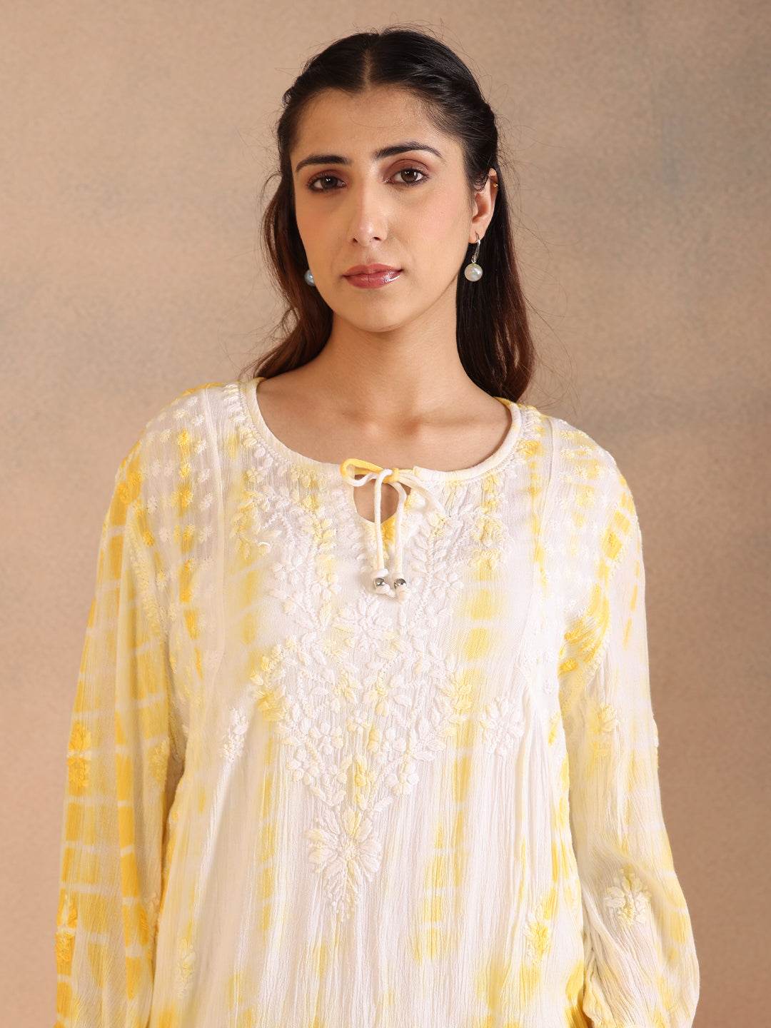 LEHER RAYON DRESS - KRI CHIKANKARI